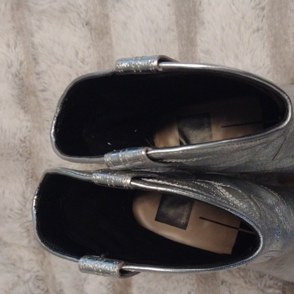 Dolce Vita Genuine Leather Silver Booties 8 Western Rodeo - Picture 6 of 7